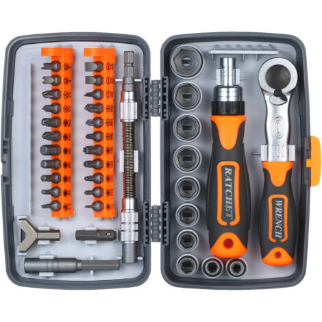 Ensemble d'embouts de tournevis à cliquet de précision 38 pièces Kit de tournevis magnétiques Kit d'outils de réparation électronique avec tige d'extension d'arbre flexible pour téléphone portable