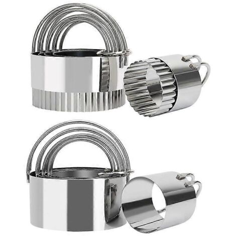 Ensemble d'emporte-pièces pour pâtisserie/biscuits (rond + à motifs), emporte-pièce à bord cannelé, emporte-pièce rond pour scones, emporte-pièce pour pâte à pâtisserie, emporte-pièce de forme spécial