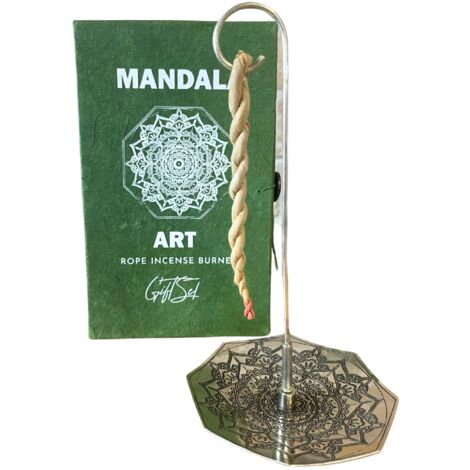 Ensemble d'encens en corde et porte-encens plaqué argent - Fleur de Mandala- Vendu par 1