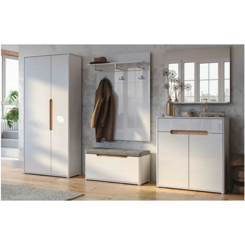 Azura Home Design - Ensemble d'entrée vestiaire stella blanc brillant