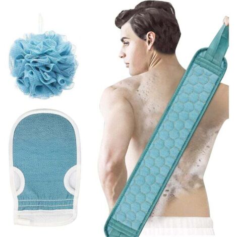 Ensemble d'éponges de bain exfoliantes 3 pièces, éponge de massage de bain, peaux mortes exfoliantes, adaptées aux hommes et aux femmes