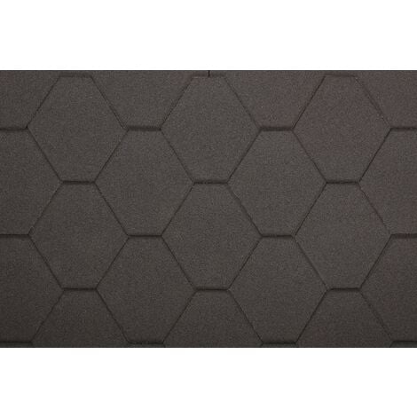 Ensemble des bardeaux bitumineux (bardeaux+ faîtages+ clous)- bitume toiture Hexagonal Rock- cette ensemble de bardeaux bitumé de qualité supérieure pour abri de jardin Timbela M369- couleur noir