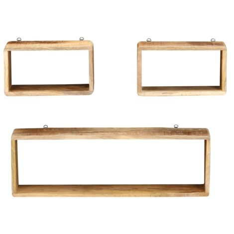 Ensemble d'étagère cube 3 pcs bois solide de manguier CFW44799