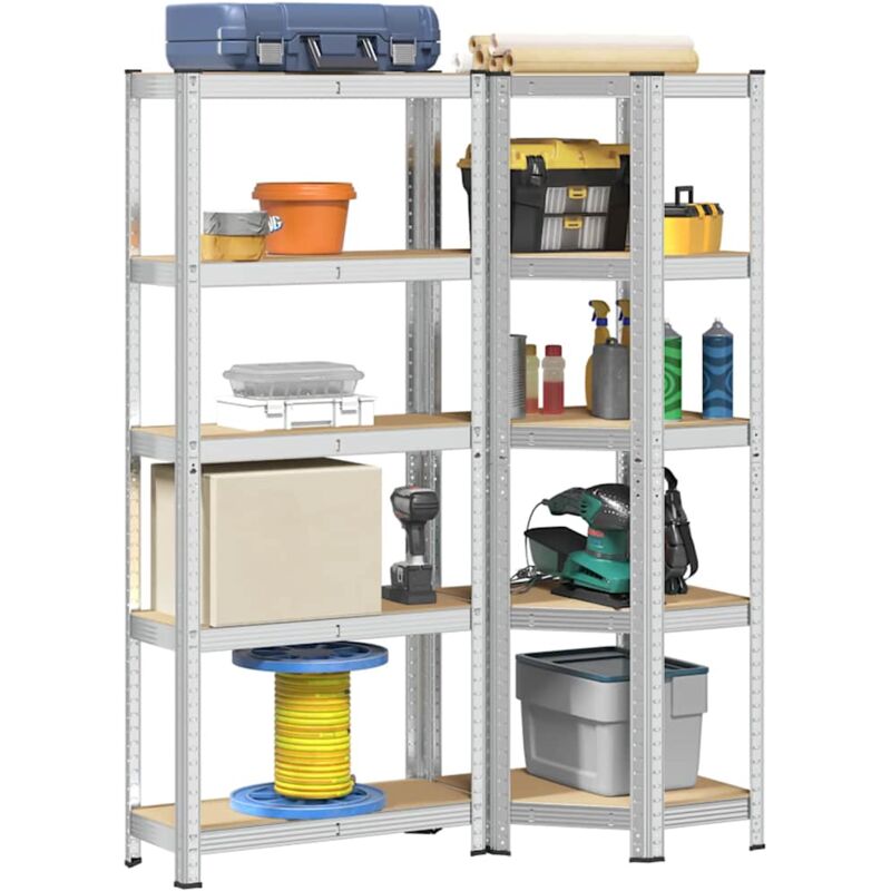 Ensemble d'étagères à 5 niveaux 2 pcs acier bois d'ingénierie vidaXL