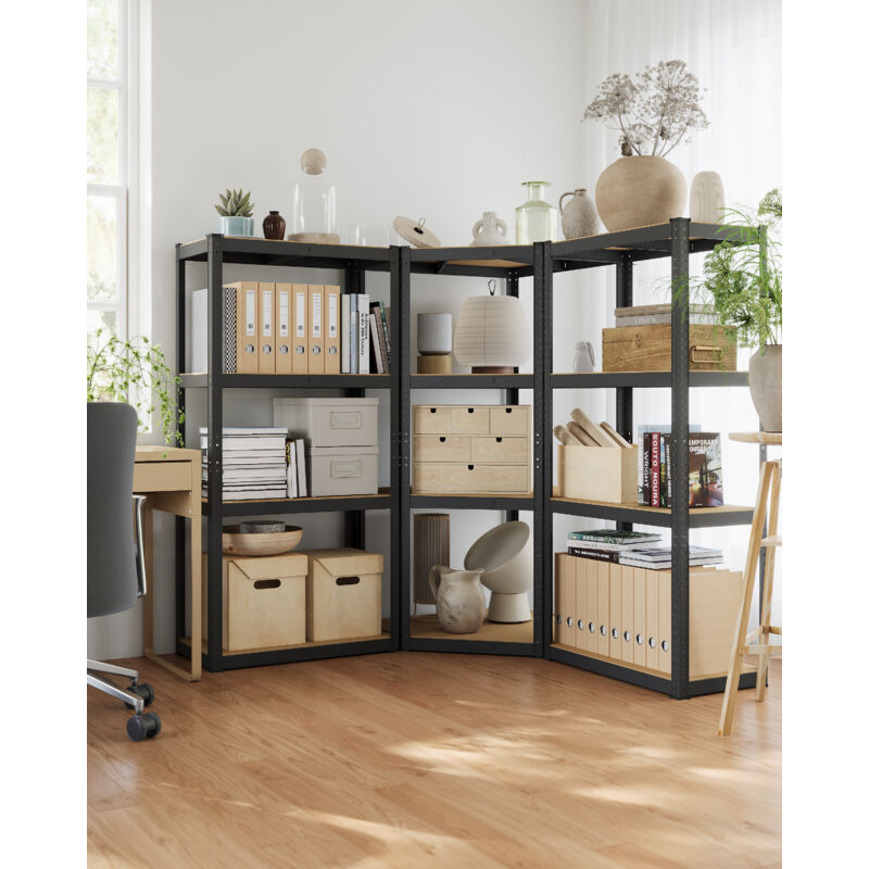 Songmics - Ensemble d'Étagères d'Angle à 4 Niveaux, Étagères de Rangement en Acier, Charge Lourde, Garage, Entrepôt, Capacité de Charge 1500 kg, Noir