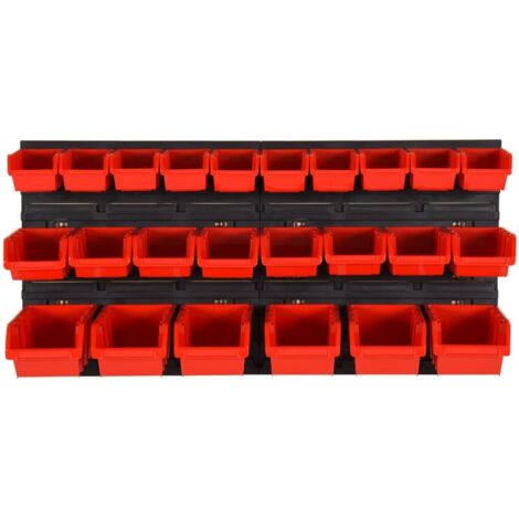 Ensemble d'étagères d'atelier 26 pcs Rouge et noir 77x39 cm PP CFW81830