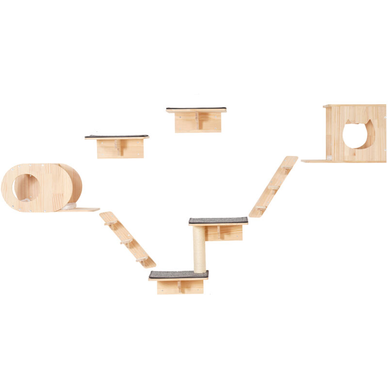 Mophorn - Ensemble d'étagères murales pour chat perchoirs muraux pour chat avec planches de saut, lits, hamacs et arbre à grimper, meubles pour chat