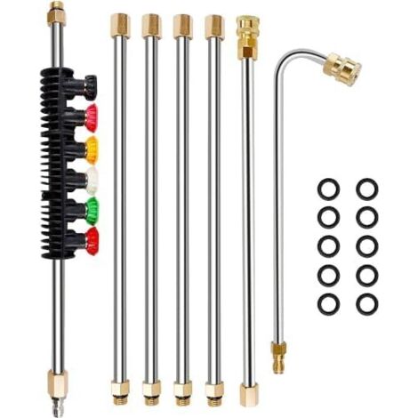 Ensemble d'extension de baguette nettoyeur haute pression, lance rechange, 2,3 m, connexion rapide 6,35 mm, tige d'outils nettoyage gouttière 4 000 psi, toit -