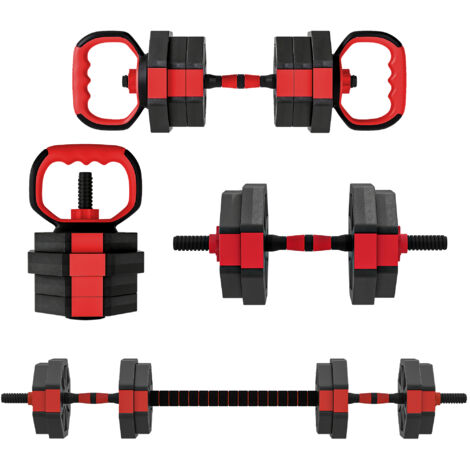 Ensemble d’haltères 4-en-1 Jeu d’haltères Barres ajustables 15 kg pour l’entraînement de force à la maison