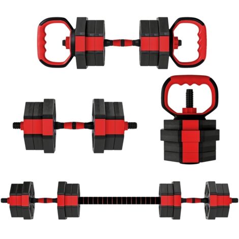 Ensemble d’haltères 4 en 1 Jeu d’haltères Barres ajustables 20KG pour l’entraînement de force à domicile