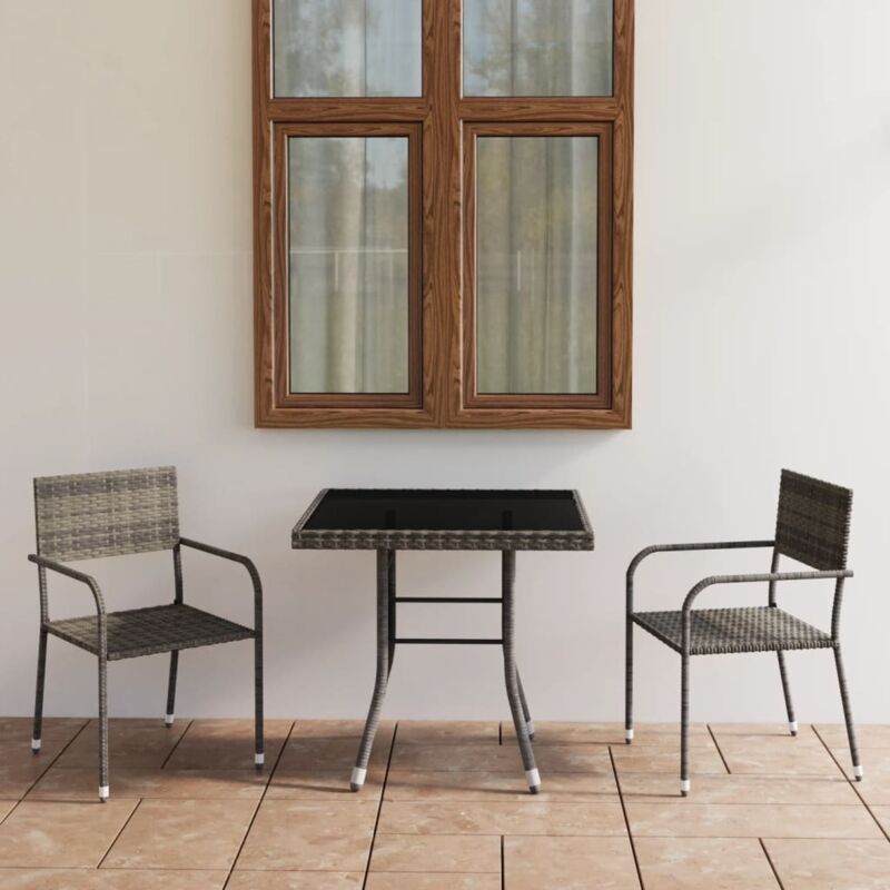 Vidaxl - Jeu à dîner de jardin 3 pcs Résine tressée Anthracite et gris
