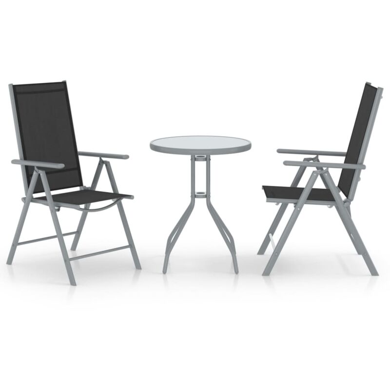 Vidaxl - Ensemble de bistro 3 pcs aluminium et textilène argenté