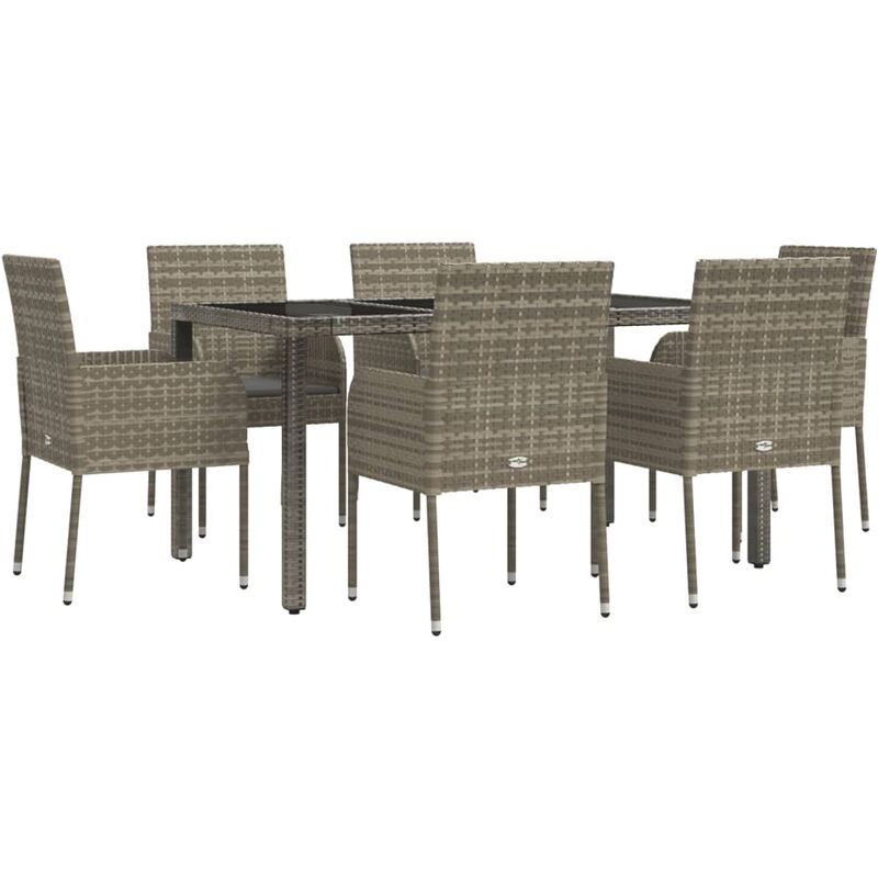 Vidaxl - Ensemble à manger jardin et coussins 7 pcs gris rotin