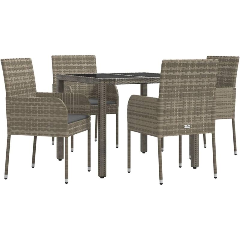 Vidaxl - Ensemble à manger de jardin 5 pcs coussins gris résine tressée