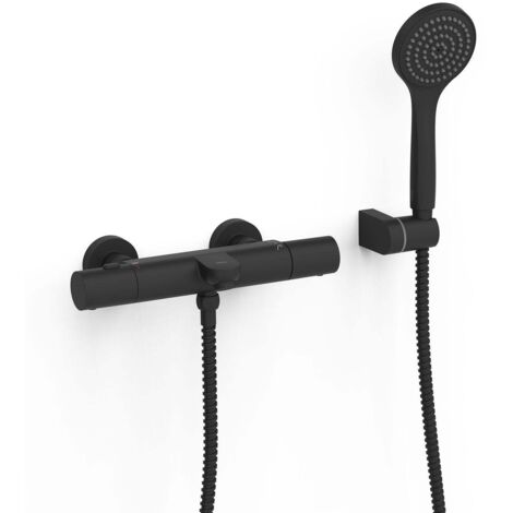 Ensemble douche bain-douche thermostatique Noir mat - TRES 19017419NM
