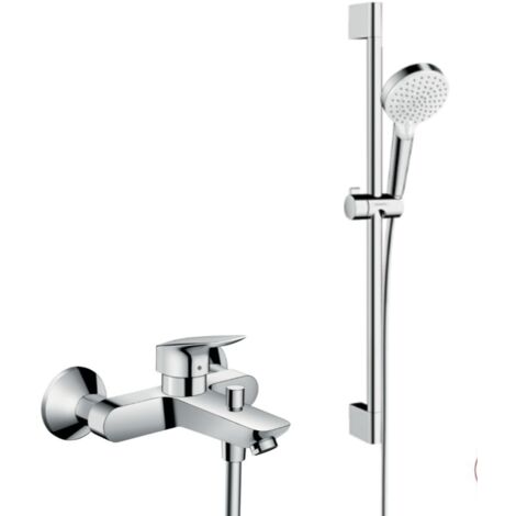 Mitigeur de douche entraxe 150 mm GoodHome Laugar en laiton chromé