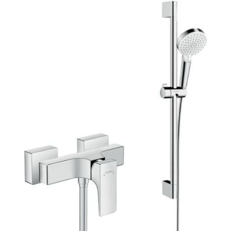 Hansgrohe - Mitigeur douche Metropol + pommeau de douche rond 2 jets Vario chrome + flexible + barre