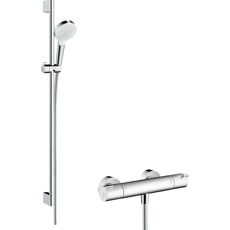 Hansgrohe - Crometta Combi douche Vario avec barre 90 cm / Ecostat 1001 cl Blanc/Chromé