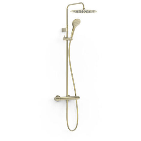 Ensemble douche robinet thermostatique 2 voies Over‑wall Cava Doré - TRES 19039314CA