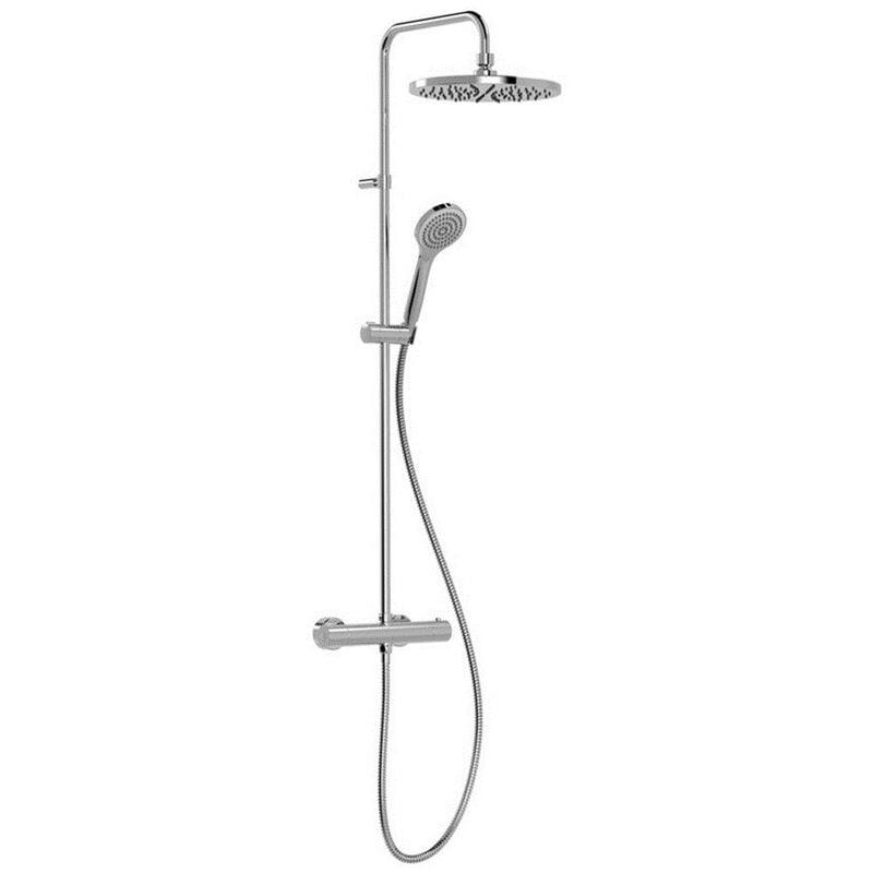Tres Colonne de douche thermostatique xxl 250 + Douchette avec support coulissant et orientable 1 jet, Chrome (21639301)