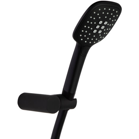 Ensemble douchette à main Noir mat en ABS, avec flexible et support - 655601Q3NM