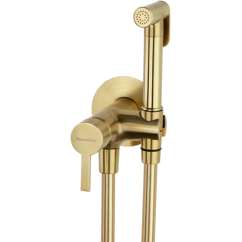 Ensemble douchette et mitigeur wc en laiton à encastrer Or brossé - 336801WCOC