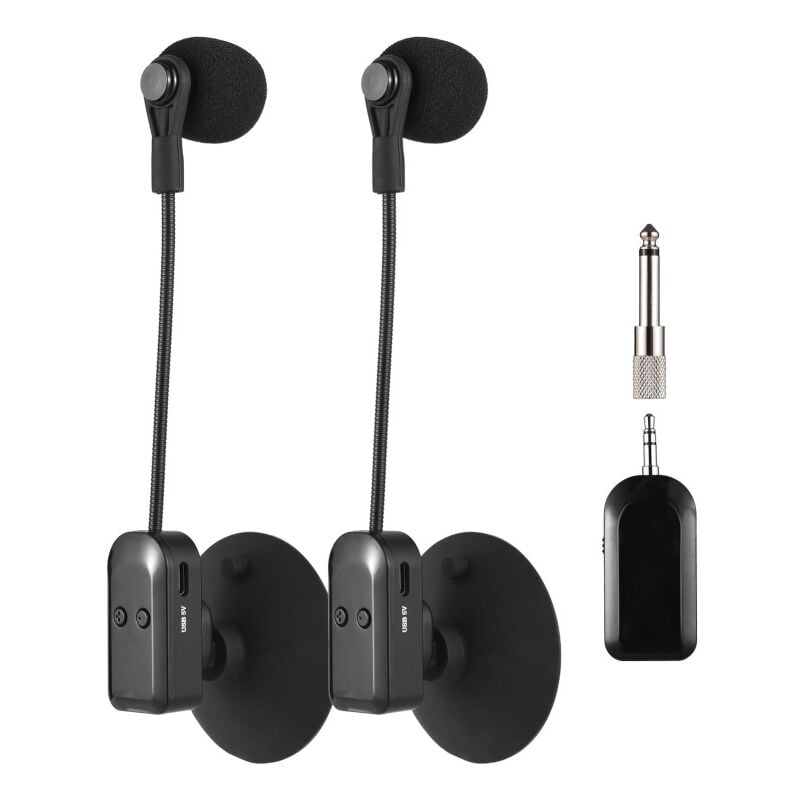 LIFCAUSAL - Micro-cravette sans fil 2.4G avec ventouse amovible pour instruments (guitare/violon/violoncelle/accordéon) et amplis vocaux - Réduction