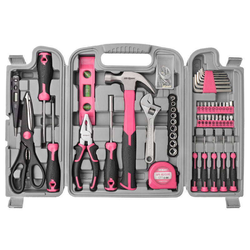 Ensemble d'outils de bricolage rose de 54 pièces pour femmes, bureau et garage. Ensemble complet d'outils de maison de base pour femmes
