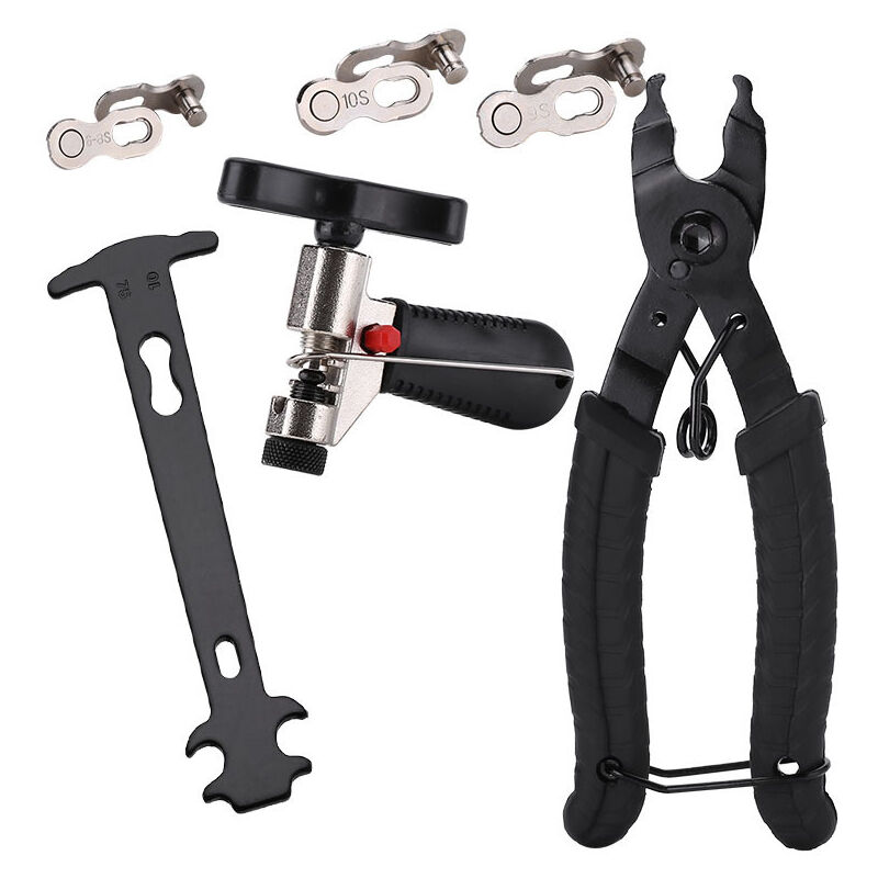 Ensemble d'outils de chaîne de vélo,Lien De Vélo Pince+Outil Dérive Chaîne+Vérificateur de la chaîne+d’Attaches Rapides