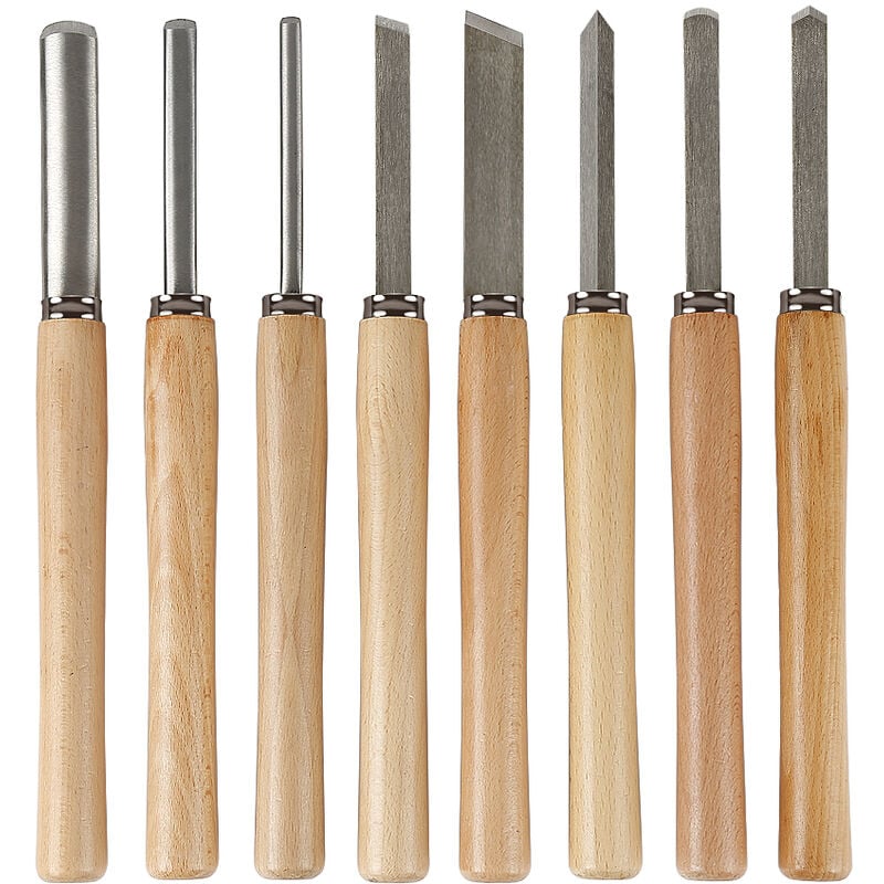Ensemble d'outils de couteau à découper étendu de 8 pour tour à bois couleur bois