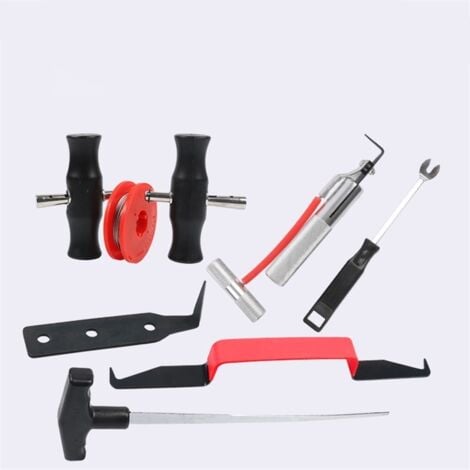START Ensemble d'outils de démontage de pare-brise 8 pièces, kit d'outils de démontage de pare-brise, kit de démontage de pare-brise avec ligne de coupe de verre et poignée