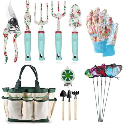 Ensemble d'Outils de Jardin 16 Pièces - Cadeau Floral avec Sécateur et Sac à Très Grande Poignée - pour Femmes et Hommes