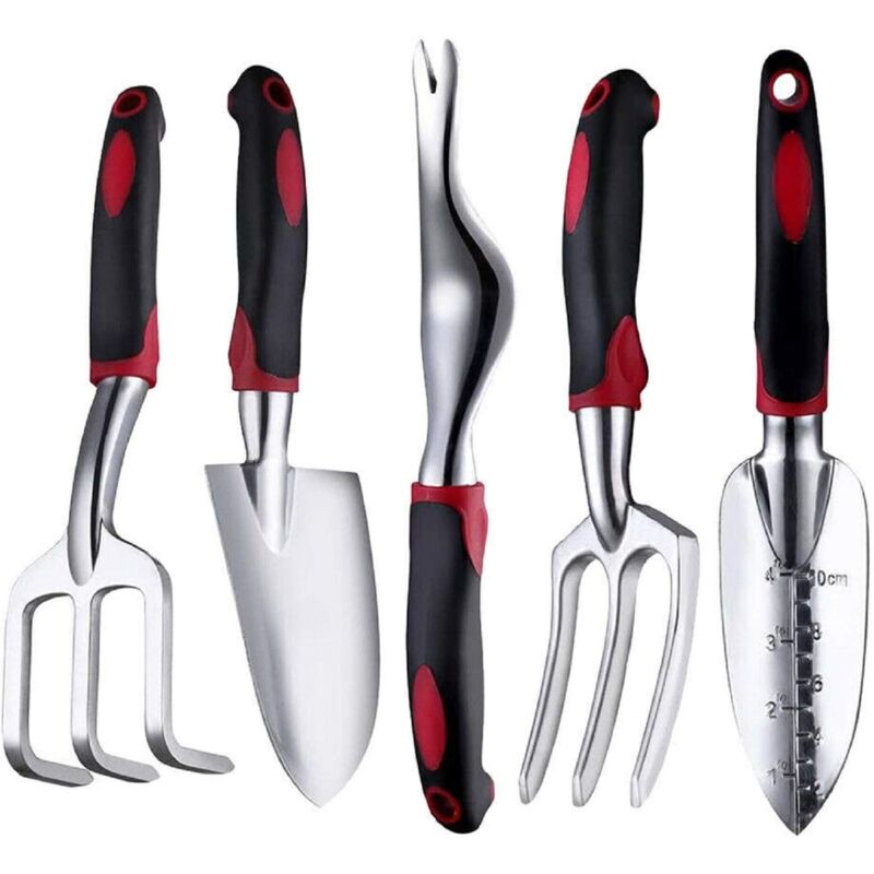 Ensemble d'outils de jardin de 5 pièces Outils à main de jardin en aluminium robuste Ensemble de plantation d'intérieur et d'extérieur avec poignée