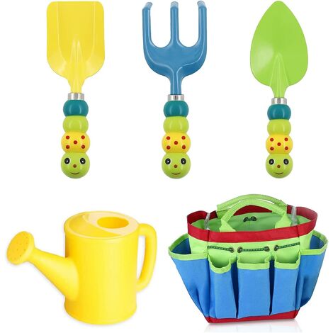 Ensemble d'outils de jardin de Noël, 5 pièces jouet de jardin pour enfants avec arrosoir, pelle, sac, râteau, kit d'outils de jardin pour cadeau enfant pour bébé d'âge préscolaire