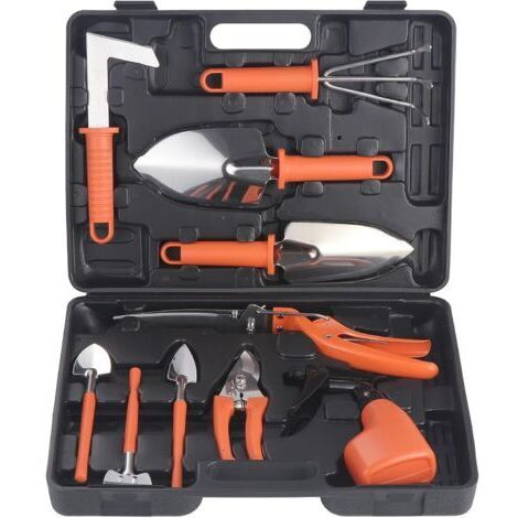 Ensemble d'outils de jardin, ensemble d'outils de jardin avec sac de transport, idée cadeau pour les passionnés de jardinage (orange)