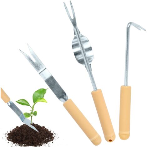 Ensemble d'outils de jardin haute performance avec truelle, outils de jardinage et désherbeur en acier inoxydable avec manche en bois