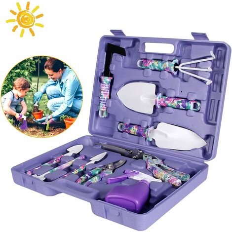 Ensemble D'outils De Jardin outils jardinage kit de Jardinage avec étui de Transport,Secateur de jardin Poignée Ergonomique Antidérapante et Antirouille Cadeau pour les amoureux du jardin (violet)