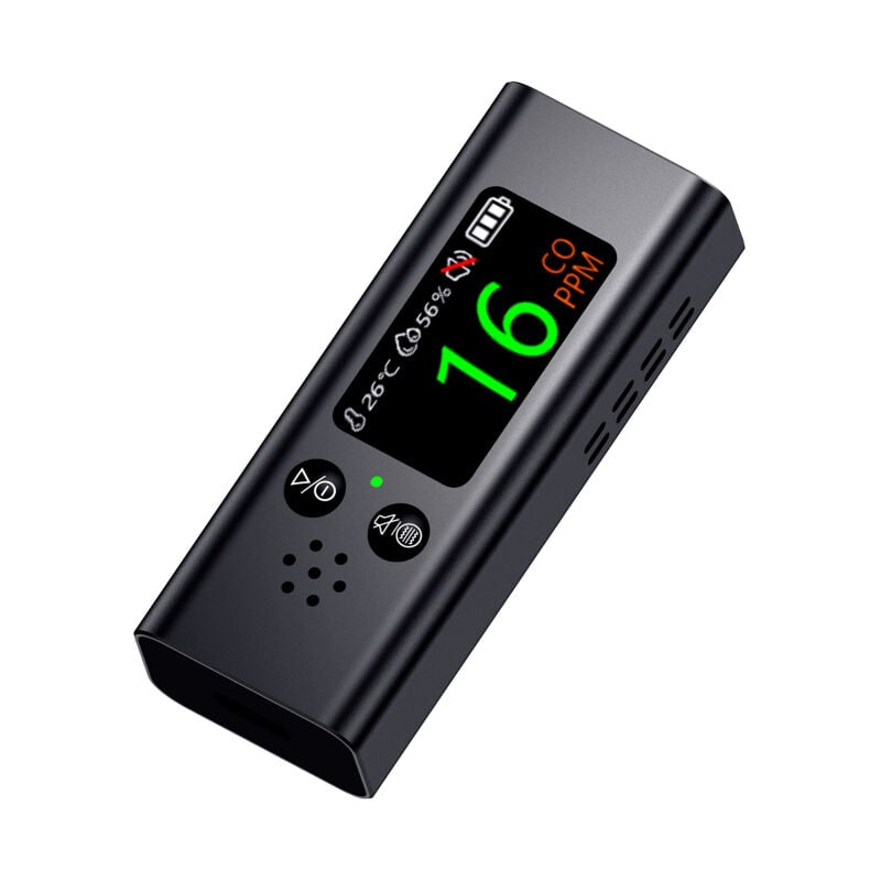 LIFCAUSAL Détecteur CO 3-en-1 Multifonction Testeur Portatif de Monoxyde de Carbone, Humidité et Température avec Écran TFT pour Camping, Voiture et