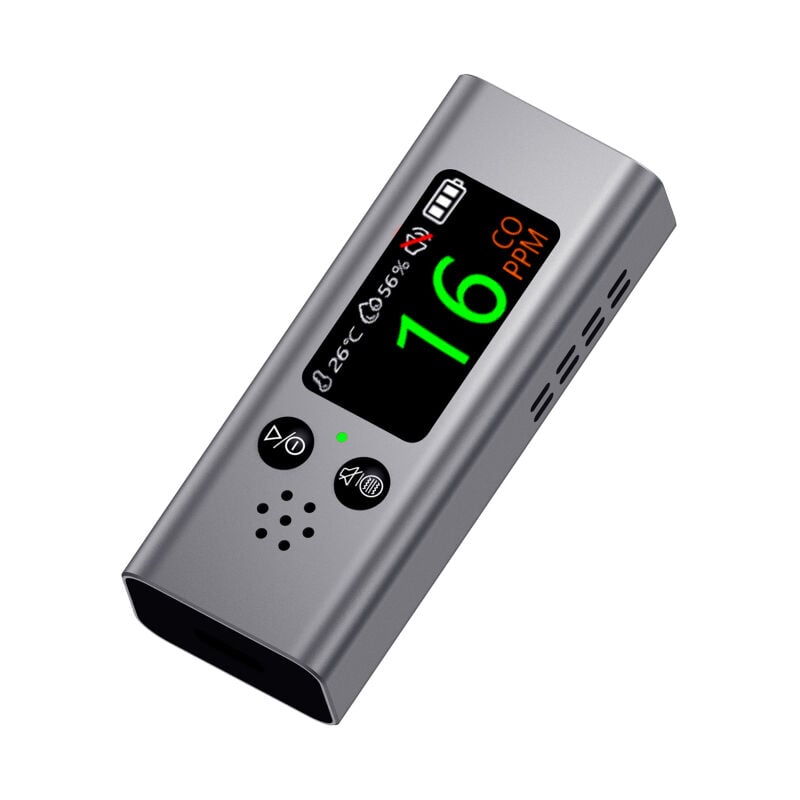 LIFCAUSAL Détecteur CO 3-en-1 Multifonction Testeur Portatif de Monoxyde de Carbone, Humidité et Température avec Écran TFT pour Camping, Voiture et