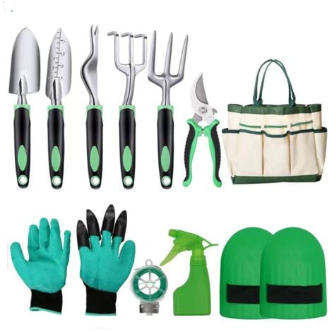 ORMROMRA Ensemble d'Outils de Jardinage, 10 Pièces en Acier Inoxydable à Usage intensif avec poignée en Bois antidérapante - Cadeaux pour Les Femmes et Les Hommes Lumten