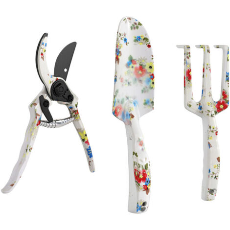 Ensemble d'outils de jardinage 3 pièces en aluminium avec sécateur, truelle de jardin, râteau à main, idéal pour taille