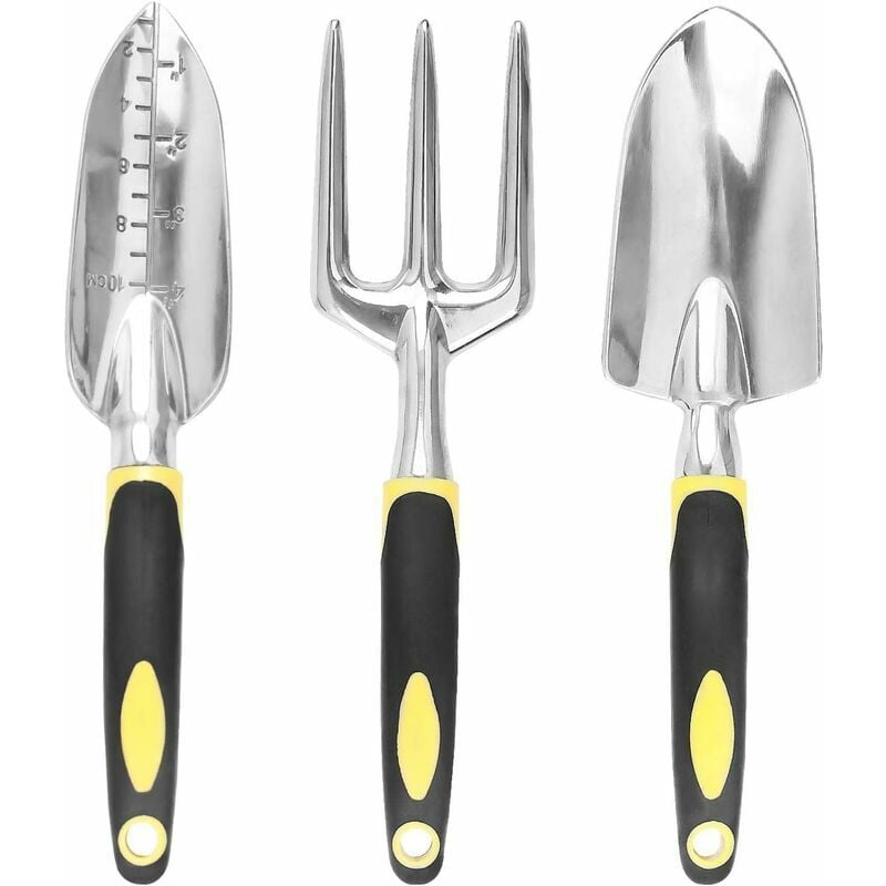 Vuszr - Ensemble d'outils de jardinage 3 pièces, kit de jardinage pour adultes, kit de jardinage en aluminium avec poignées ergonomiques, idéal pour