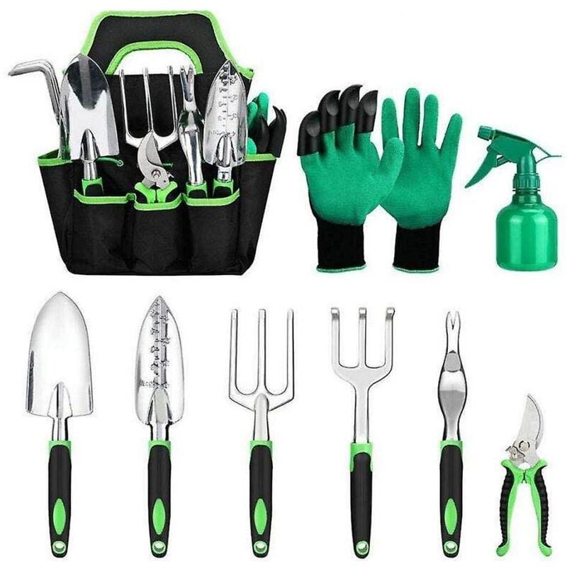 Ensemble d'outils de jardinage 9 pièces Kit d'outils à main de jardinage extérieur en aluminium