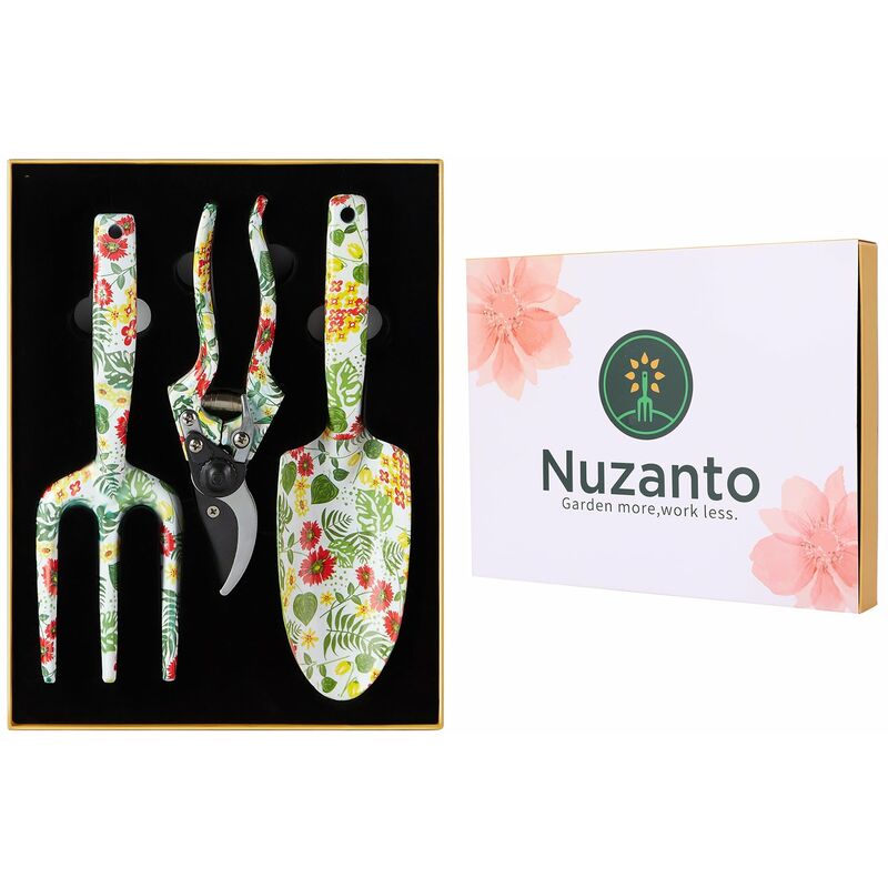 Ensemble d'outils de jardinage floral 3 pièces pour dames Nuzanto Ensemble d'outils de jardinage à la main, trousse d'outils de cadeaux de jardin
