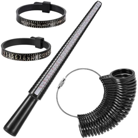 Ensemble d'outils de mesure d'anneau 4 pièces, mesureur de doigt professionnel, règle d'anneau, ajusteur d'anneau, mesureur d'annulaire, mesureur de taille de doigt