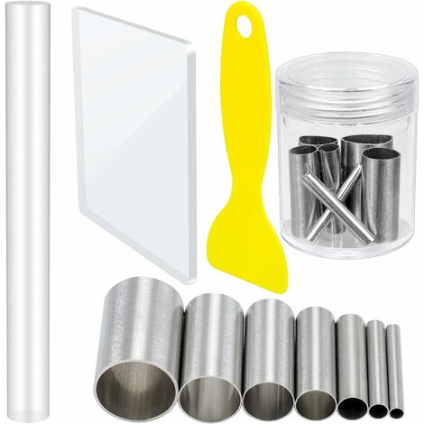 Ensemble d'outils de modelage en acier inoxydable de 7 pièces avec grattoir à rouleaux en acrylique
