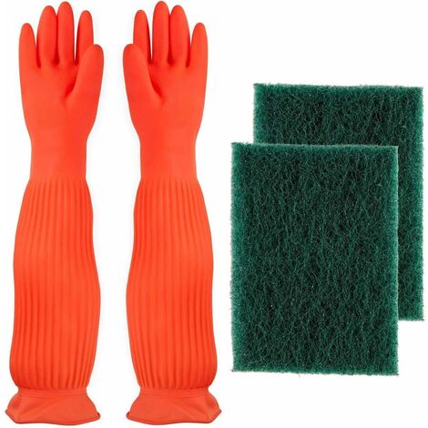 Ensemble d'outils de nettoyage d'aquarium Gants imperméables de 22 pouces, éponge de réservoir de poissons de nettoyant d'aquarium csparkv-eu