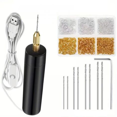 Ensemble d'outils de perceuse électrique à main, comprenant 400 vis à œil dorées et argentées, 8 forets hélicoïdaux, 1 clé
