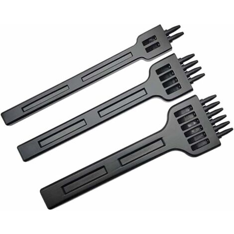 Ensemble d'Outils de Perforation en Cuir, Poinçons en Cuir, Trou de Bricolage en Cuir, DIY Artisanat Métal 2/4/6 Broches Outils Couture Poinçon Trou pour Ceinture, 4 MM  （Noir）3 Pièces