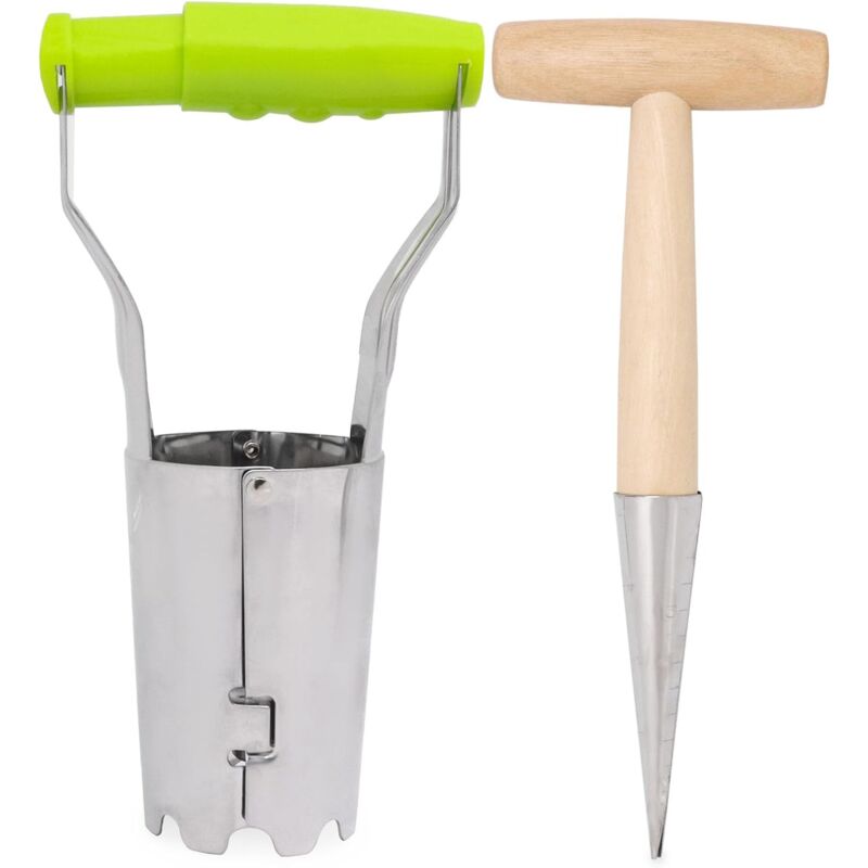 Ensemble d'outils de plantation de bulbes de jardin 2 pièces, outil de plantation de bulbes et creuseur de graines manuel avec marquages ​​de